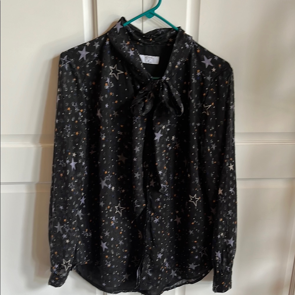 Beautiful Star Patterned Black Blouse